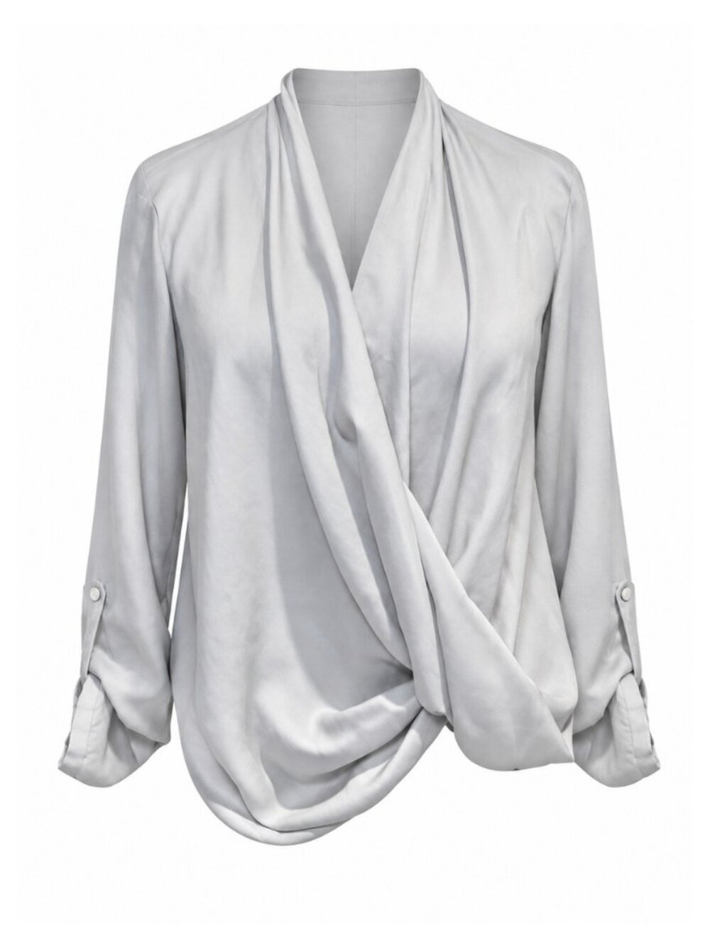 Helmut Lang Grey Satin Wrap Top XS